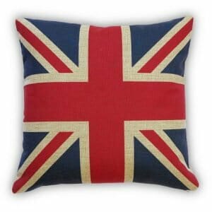 Union Jack Cushion Cover Front View with blue and red union jack
