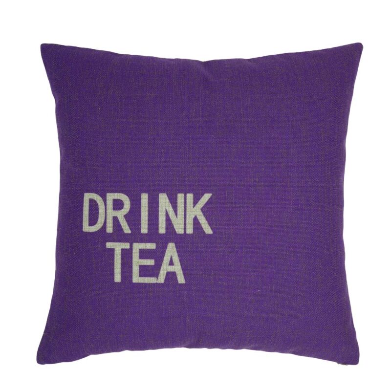 Violet Drink Tea Cushion Cover 1 Violet cushion in Drink Tea print.