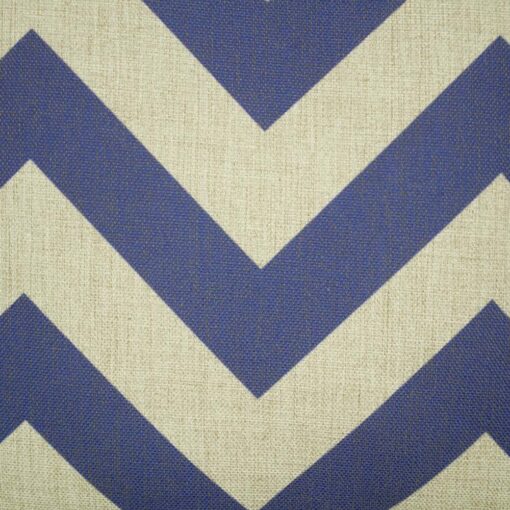 closer look at a cushion cover in Blue Thick Chevron pattern.