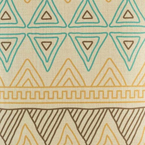 closer look at a cushion cover in tribal pastel colour.