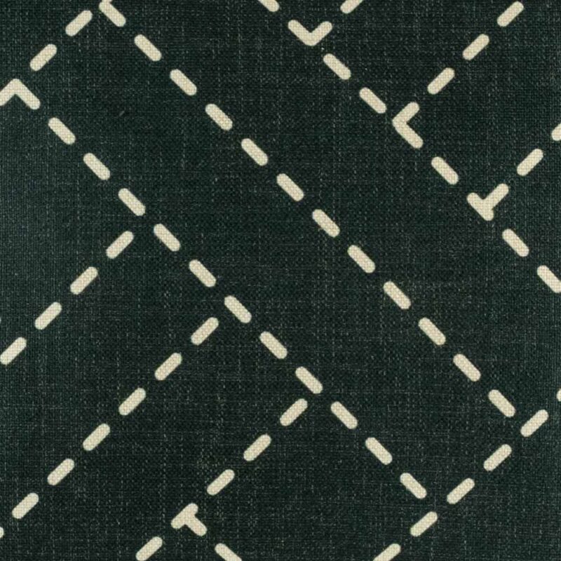 closer look at cushion with Black Geometric pattern.