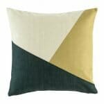 cushion cover with Tricolour pattern in navy,gold and grey colours.
