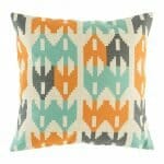 cushion cover with Teal,Mustard and Navy Arrow Head pattern.