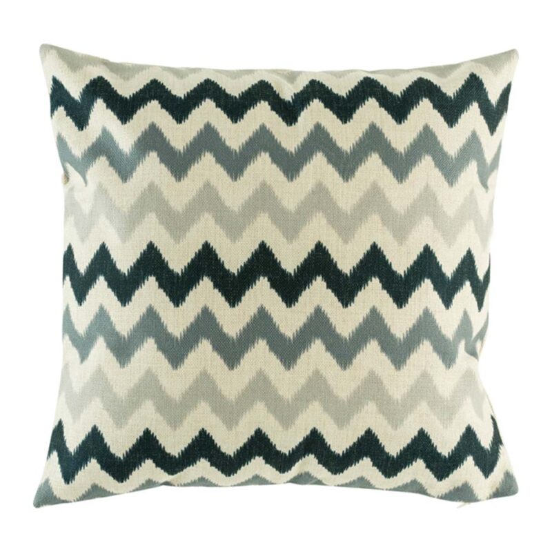 Neutral Hues Chevron Cushion Cover SC191 cushion with Neutral Hues Ikat pattern.