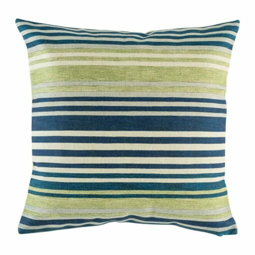 cushion with Blue and Olive Stripe pattern.