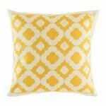 cushion with Yellow and White Trellis pattern.