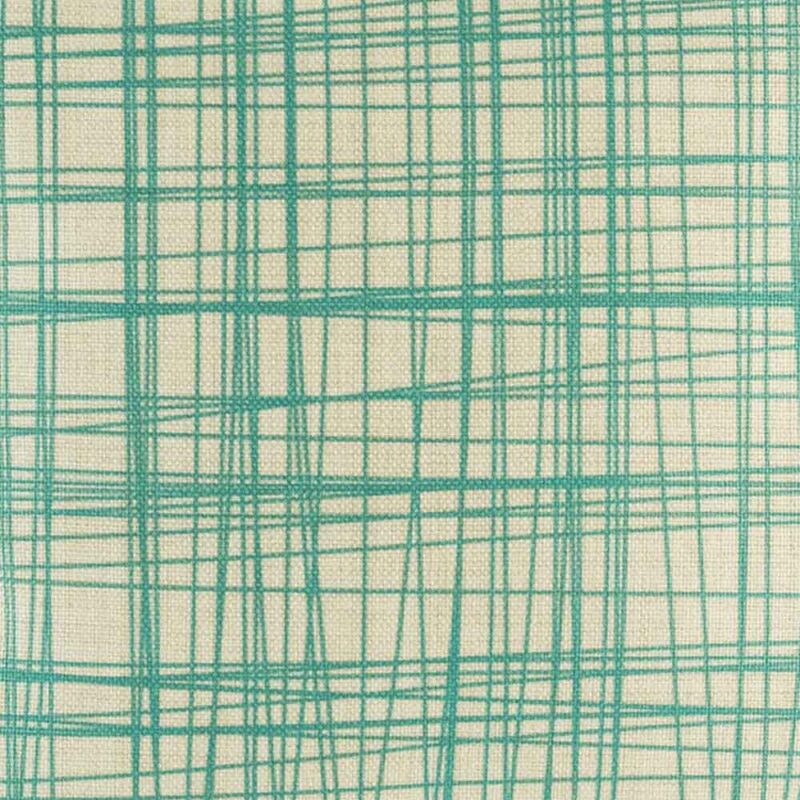 closer look at cushion cover with Teal Plaid pattern.