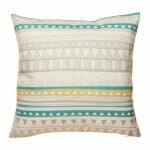 cushion cover with Grey and Teal Aztec pattern.