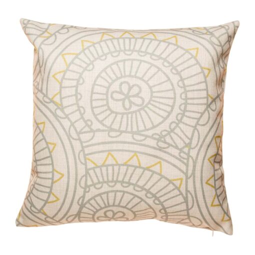 cushion with Grey Twirl pattern.