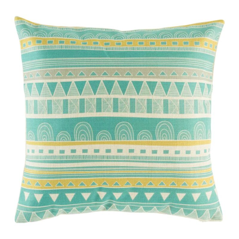 Teal Aztec Cushion Cover SC36-1 square cushion with Teal Aztec pattern.