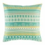 cushion cover with Teal Aztec pattern.
