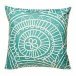 cushion with Teal Twirl pattern.