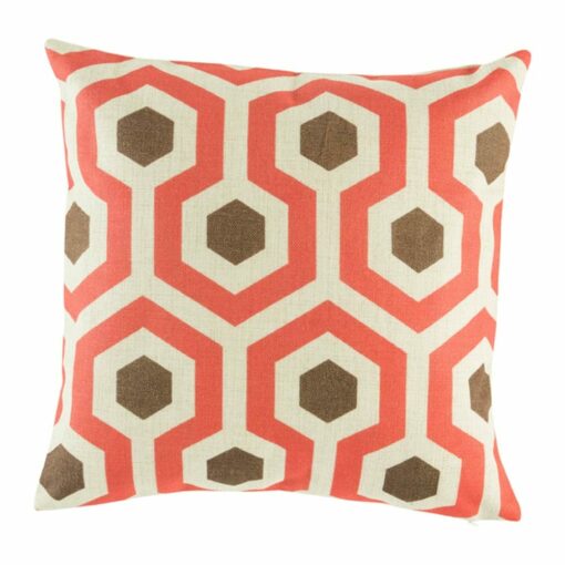 cushion with Red and Brown Ogee pattern.
