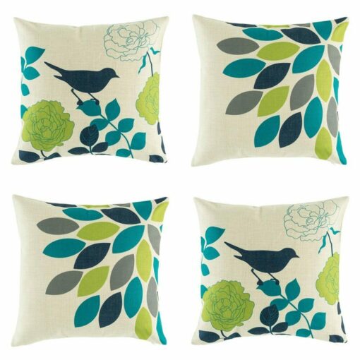 Colourful cushion cover set with green and teal colours