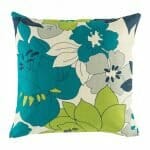 cushion with Blue and Green Blossom pattern.