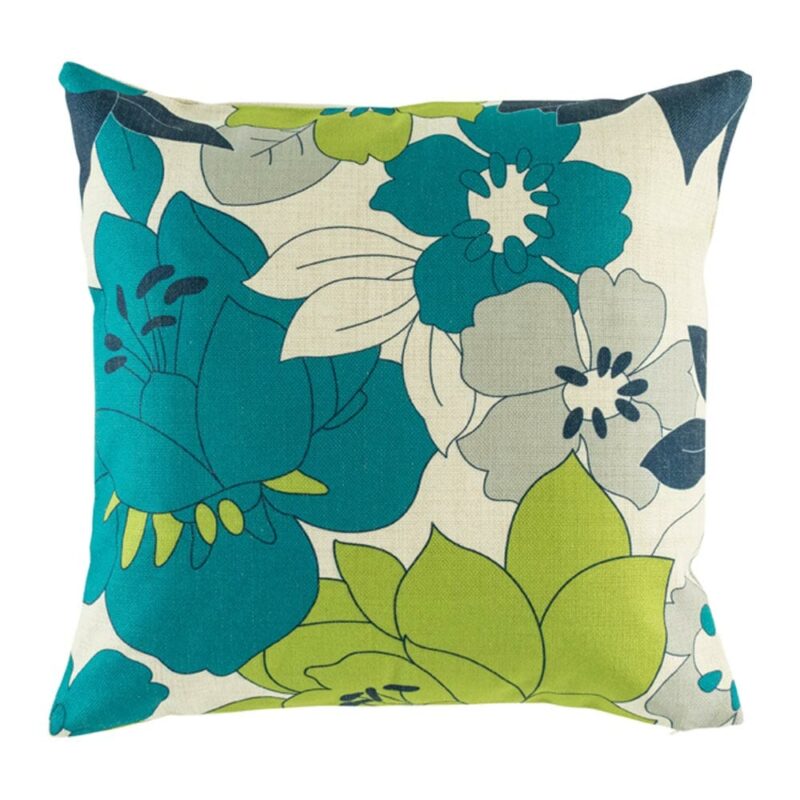 Blue and Green Blossom Cushion Cover SC179 cushion with Blue and Green Blossom pattern.