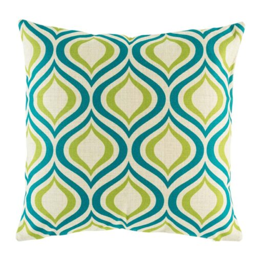 cushion with Apple Green Blue Flame pattern.