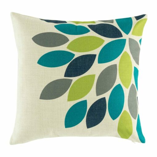 cushion with Apple Green and Teal Petal pattern.