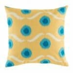 cushion cover with Blue Circle and Yellow pattern.