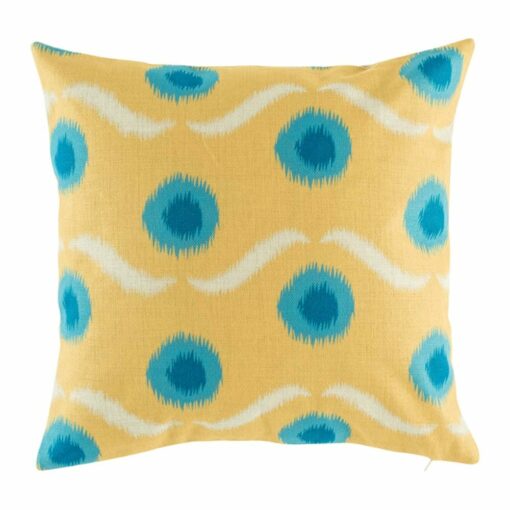 cushion cover with Blue Circle and Yellow pattern.