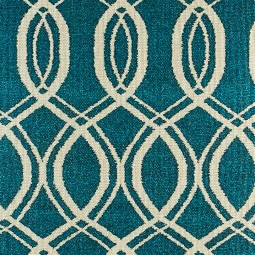 closer look at cushion cover with Blue Spiral pattern.