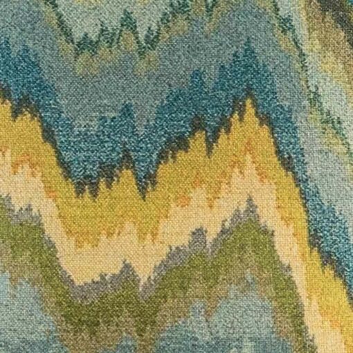 closer look at cushion with Blue and Yellow Tones Wave pattern.