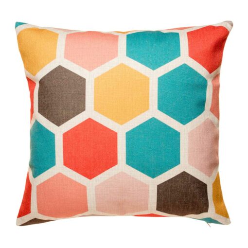 cushion with Multi Colour Honeycomb pattern.