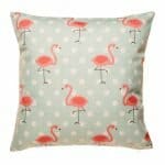 cushion with Pink Flamingo and Polka pattern.