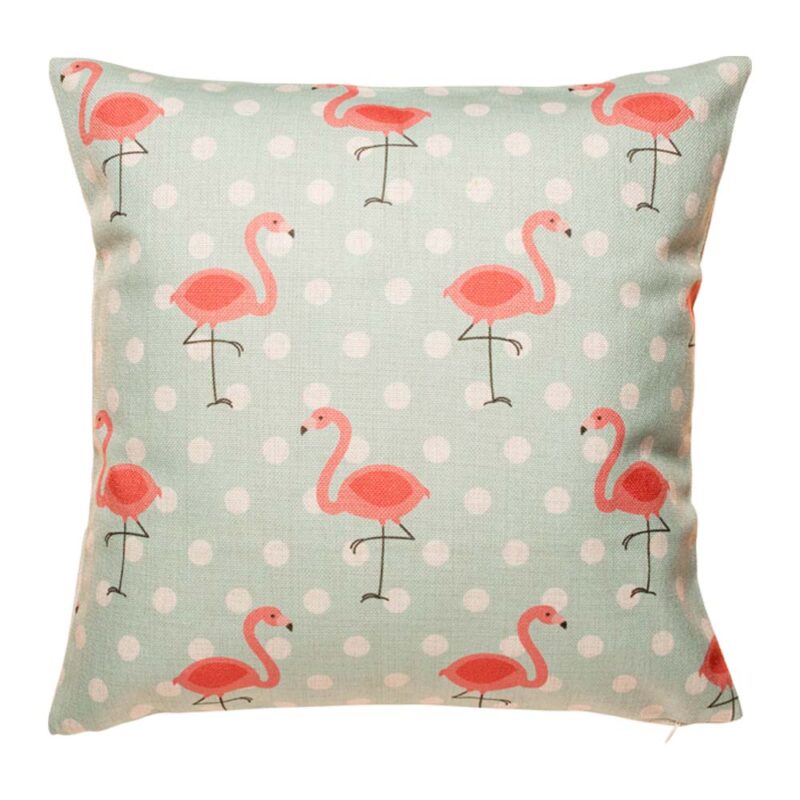 Pink Flamingo and Polka Cushion Cover SC212 cushion with Pink Flamingo and Polka pattern.
