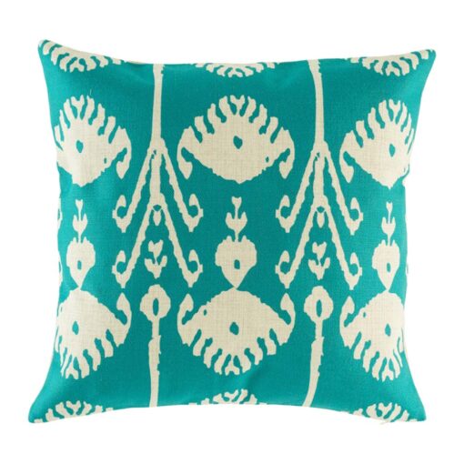 cushion cover with Turquoise Ikat pattern.