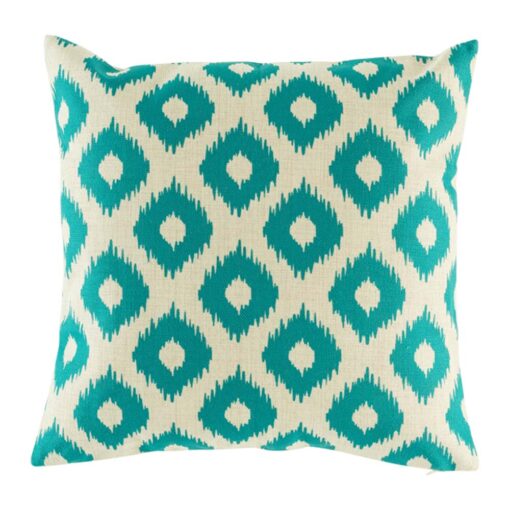 cushion cover with Turquoise Ikat pattern.