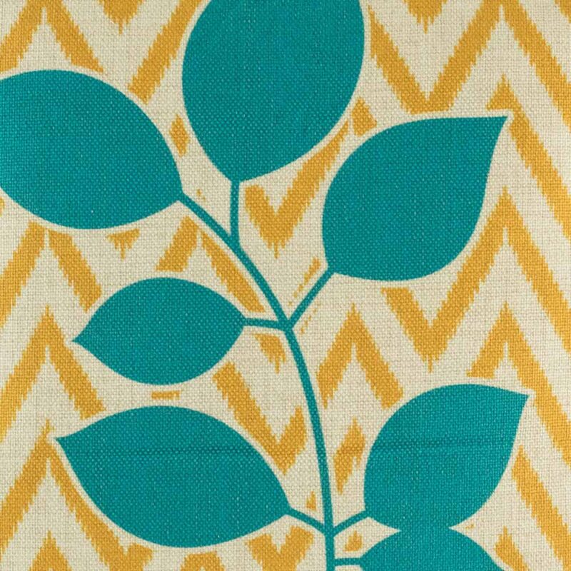 closer look at cushion with Leaf Chevron pattern.
