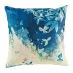 cushion cover with Blue Whimsical Blossom pattern.
