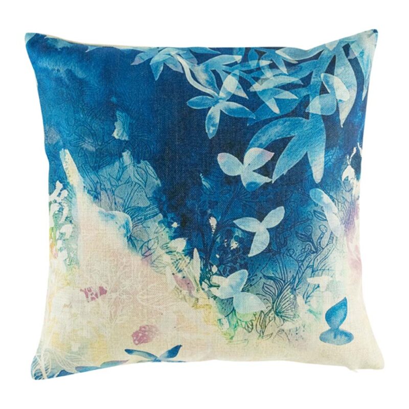 Blue Whimsical Blossom Cushion Cover SC274 cushion cover with Blue Whimsical Blossom pattern.