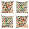 4 cushion cover in Multicolour Chevron and Geometric patterns.