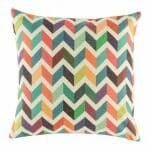 cushion with Multi Colour Thick Chevron pattern.