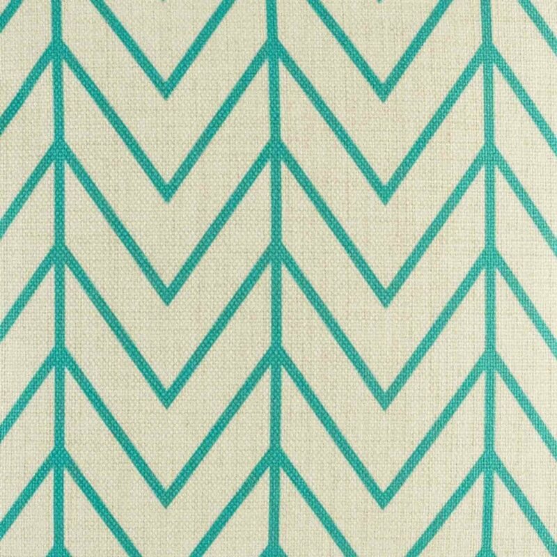 closer look at cushion with Teal Thin Chevron pattern.