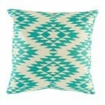 cushion cover with Teal Ikat pattern.