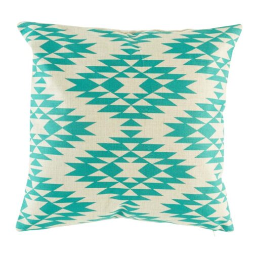 cushion cover with Teal Ikat pattern.