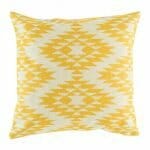 cushion cover with Gold Ikat Diamond pattern.
