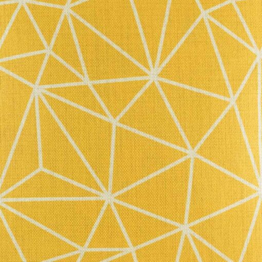 closer look at cushion with Gold Geometric pattern.