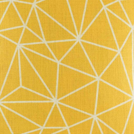 closer look at cushion with Gold Geometric pattern.
