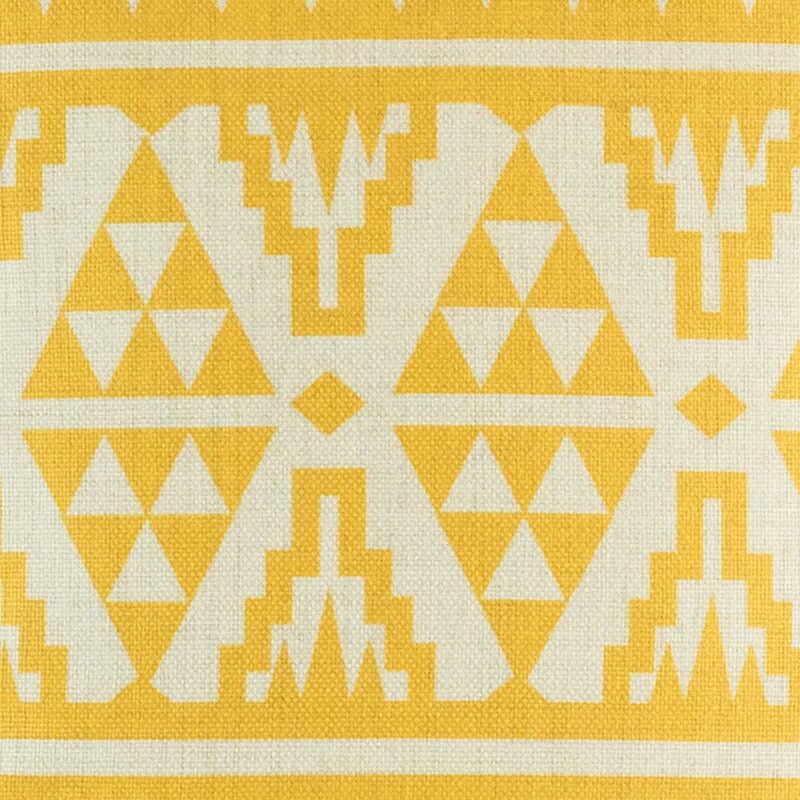 closer look at cushion cover with Gold Tribal pattern.