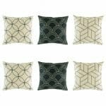 6 cushion with geometric patterns in navy colour.
