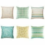 6 Multi Patterned cushion in Yellow, Grey and Teal colours.