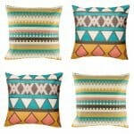 4 cushion with aztec and tribal patterns.