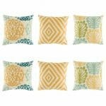 6 yellow patterned cushion cover