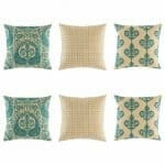 6 cushion Cover with Multi Patterned in Teal and White colours.