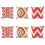 3 pairs of multi patterned cushion with ikat and chevron patterns