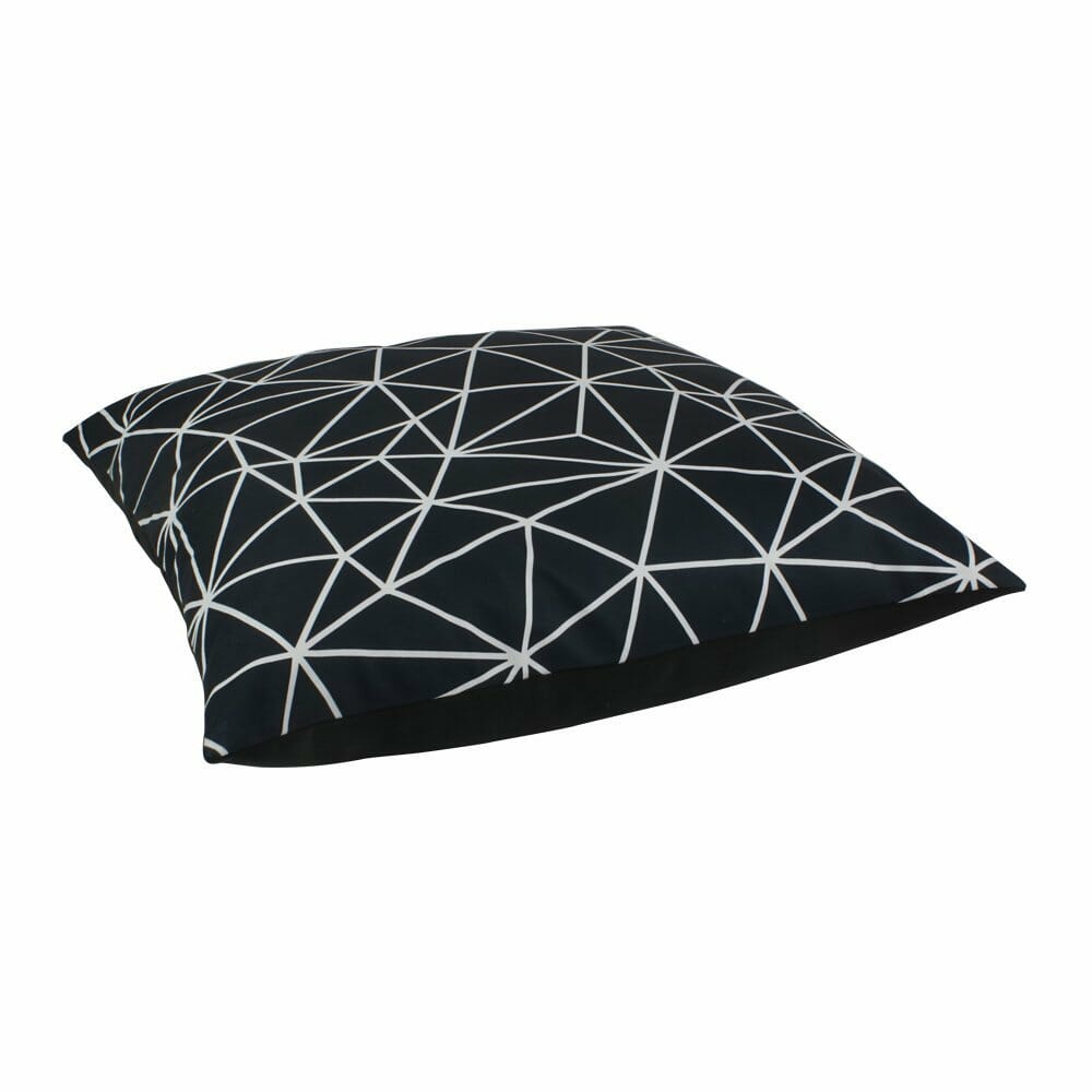floor cushion cover in Black Geometric pattern - 70x70cm